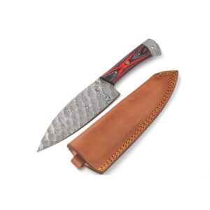 Wild Turkey Handmade Damascus Knife Collection Full Tang Hunting chef Knife w/leather case. (3315)