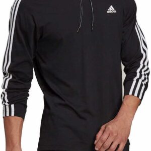 adidas Mens Lightweight Pullover Hoodie T-Shirt (2X-Large, Black/White)