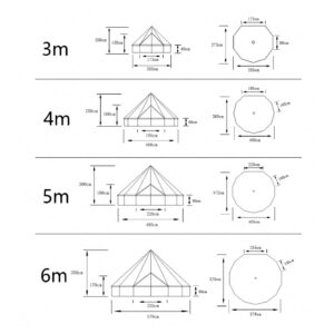 Outdoor Waterproof Family Glamping Yurt Oxford Cloth Bell Tent for Event Wedding Party (Diameter 4M)