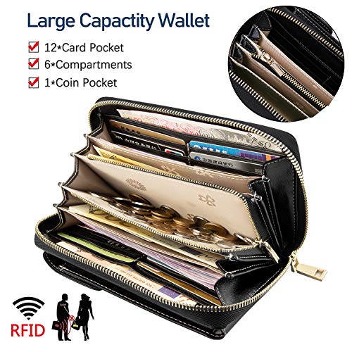 HUANLANG Small Crossbody Phone Bags for Women Leather Cell Phone Purse Wallet RFID Blocking Ladies Shoulder Bag Credit Card Slots Lightweight Crossbody Bag