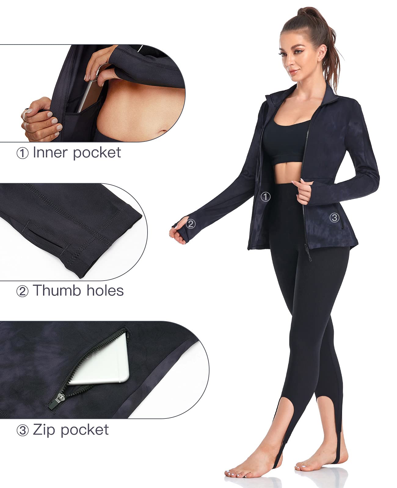 VUTRU Women's Workout Yoga Jacket Full Zip Running Track Jacket