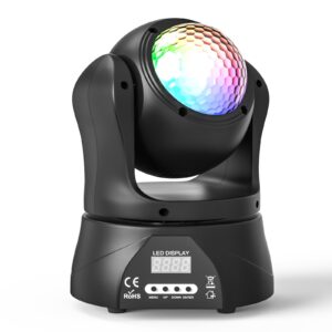 U`King LED Moving Head Light 30W Double Sided Moving Heads DJ Lights with Kaleidoscope and Stage Lighting by DMX and Sound Activated Control Spotlight for Wedding Church Live Show Bar (One Piece)