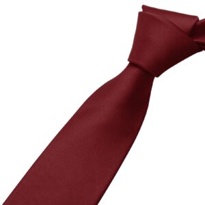 KOOELLE Men's Maroon Tie Solid Pure Color Plain Neckties Formal Burgandy Ties For Men