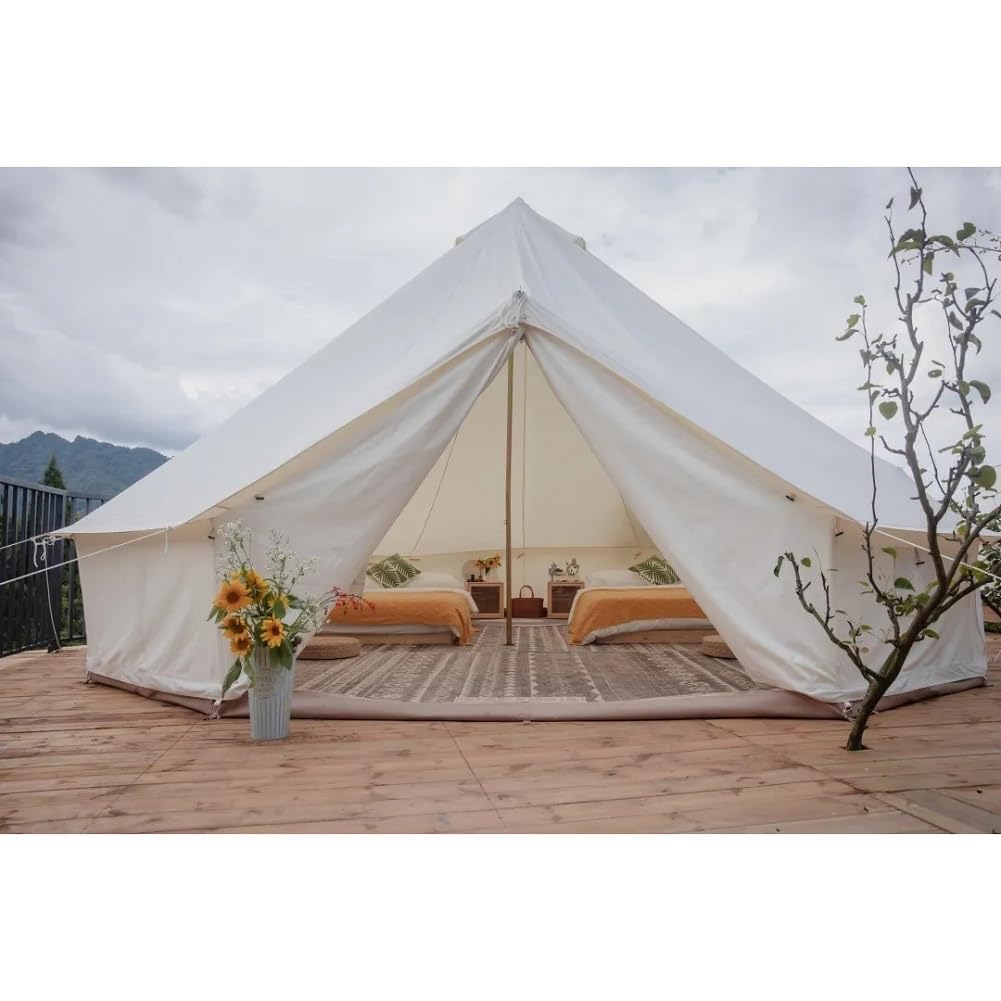 Outdoor Waterproof Family Glamping Yurt Oxford Cloth Bell Tent for Event Wedding Party (Diameter 4M)