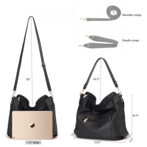 Large Crossbody Bags Ladies Shoulder Handbags Purse and Wallet Set for Women Hobo Purses Black