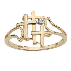 palmbeach jewelry 10k solid yellow or white gold genuine diamond accent triple cross ring size 8