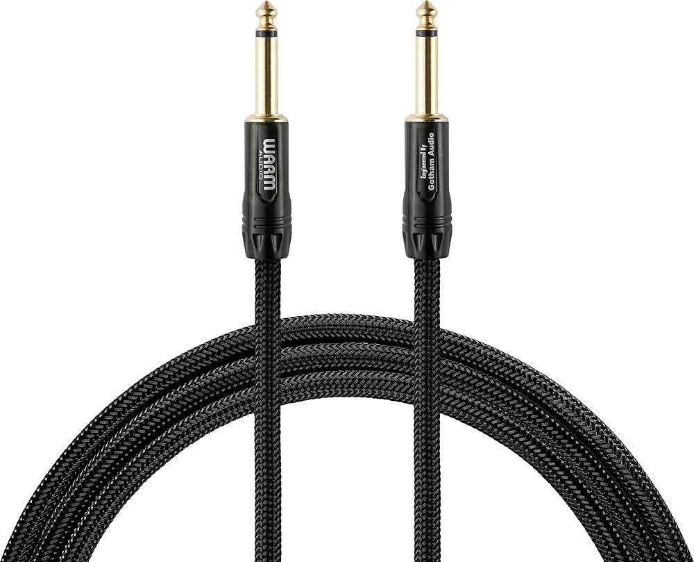 Warm Audio Prem-TS-10' Premier Series Straight to Straight Instrument Cable - 10-foot, Black/Gold