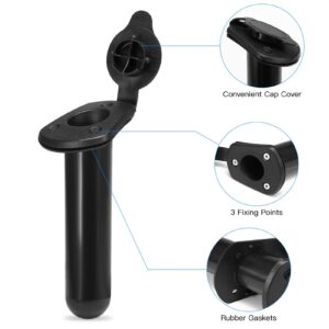 WCNMB Surfing Accessories 4 PCS Kayak Fishing Rod Holders with Cap Cover Plastic Flush Mount Fishing Rod Holder Boat Fishing Tackle Accessory Tool Convenient and Durable (Color : 4PCS)