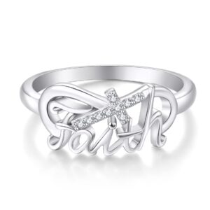 fj infinity cross ring 925 sterling silver faith hope believe ring religious jewelry gifts for women size 7