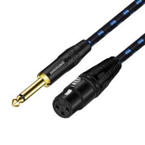 DREMAKE Jack 6.35mm/6.5mm Mono Male to XLR Female, 3-Pin XLR to TS 1/4 Inch Interconnect Cord, 25FT Quarter Inch to XLR Unbalanced Audio Instrument Cable for Speaker Microphone Guitar Saxophone AMP