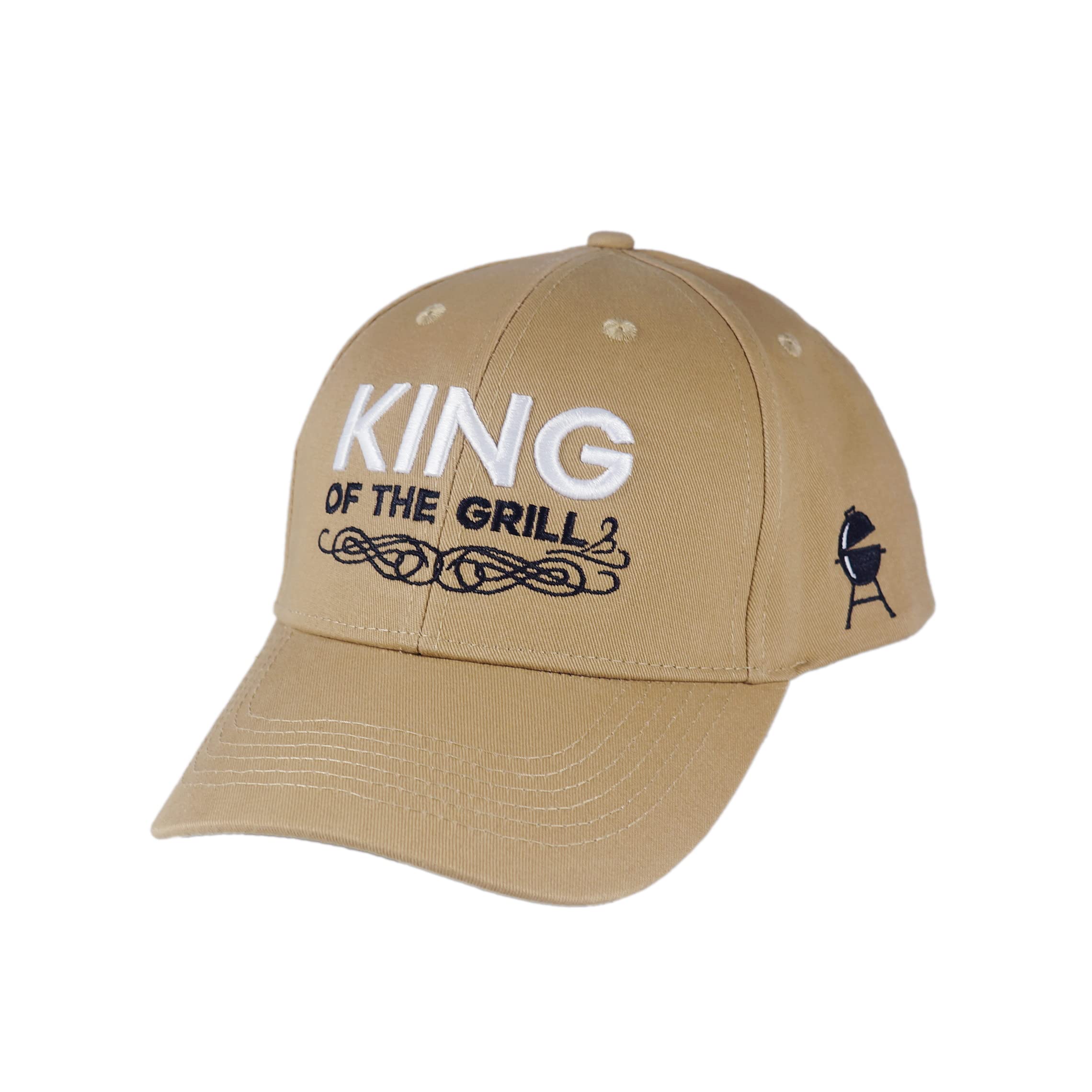 Game Hats Baseball Cap Father's Day Thanksgiving Gifts Adjustable Low Profile Cotton Cap King of The Grill Embroidered Hat Beige