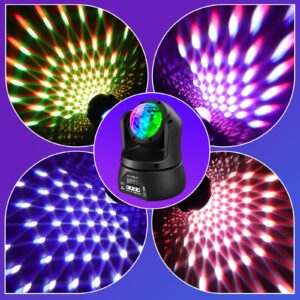 U`King LED Moving Head Light 30W Double Sided Moving Heads DJ Lights with Kaleidoscope and Stage Lighting by DMX and Sound Activated Control Spotlight for Wedding Church Live Show Bar (One Piece)