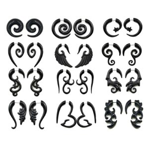 12Pairs Graceful Tribal Spiral Fake Gauges Acrylic Ear Tapers Acrylic Fake Gauges Expanders Earring Tunnel Plugs Piercing Body Jewelry for Women