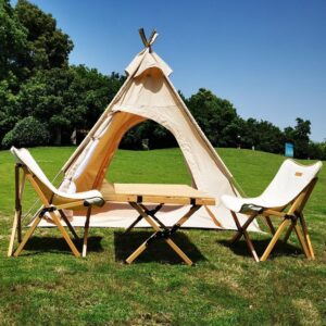 Three-Season Cotton Canvas Adult Camping Indian Tipi Pyramid Tent for 2 Person