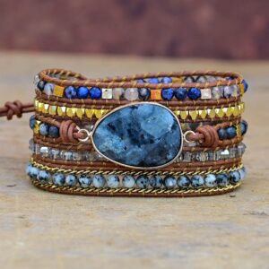 Teepollo Handmade Jasper Turquoise Amethyst Boho Wrap Bracelets for Women-Healing Natural Stone Beads Crystal Bohemian Bracelets Collection for Women Girl