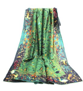 andantino 100% pure mulberry silk scarf 43" large square lightweight headscarf& shawl–women hair wraps-with gift packed (jade green-birds)