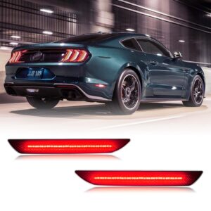 ldetxy led rear side marker lights for ford mustang 2015-up, led smoked back side marker lights rear bumper lights reflectors assembly for 2015+ ford mustang accessories - rear 2pcs