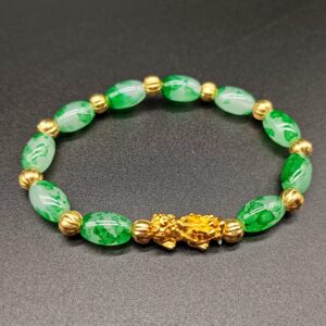 Homelavie Feng Shui Pixiu Bracelet Amulet Dragon Natural Stone Beads Bracelet Attract Wealth Money and Good Luck(Green) (Lucky)