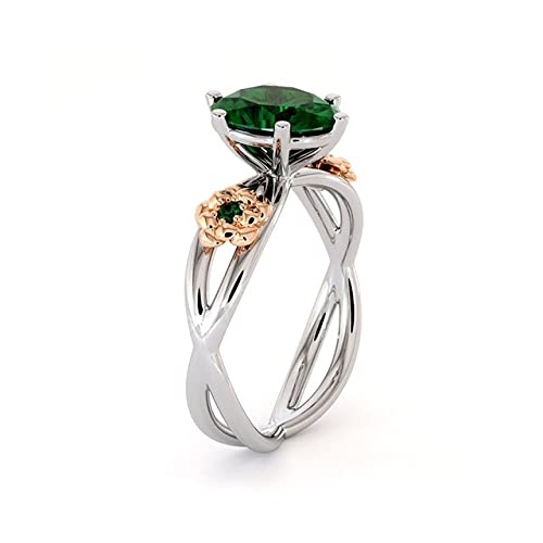 1 1/9 CT Oval Shape Simulated Green Emerald Floral Wedding Engagement Ring in 14K White Gold Plated 925 Sterling Silver (1.10 Ctttw) Ring Size - 12