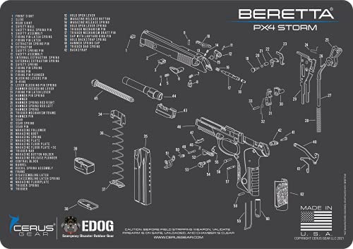 EDOG PX4 Gun Cleaning Mat - Schematic (Exploded View) Diagram Compatible with Beretta PX4 Series Pistol 3 mm Padded Pad Protect Your Firearm Magazines Bench Surfaces Gun Oil Solvent Resistant