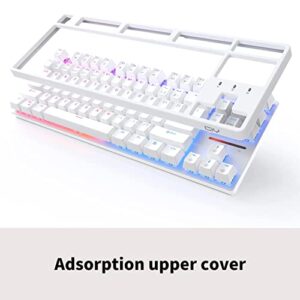 CIY X77 Hot-Swappable Mechanical Keyboard/RGB Gaming Keyboard/USB C/Anti Ghosting/N-Key Rollover/Compact Layout 87 Key/Magnetic Upper Cover/for Mac Windows (White and Red switch)