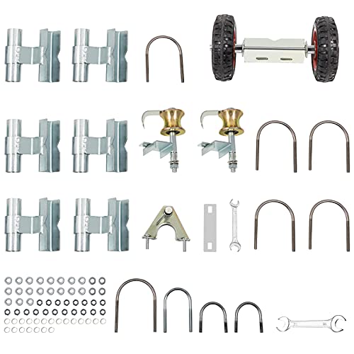 VEVOR Chain Link Rolling Gate Kit Galvanized Steel Rolling Fence 6 Universal Track Bracket Chain Link Rolling Gate Hardware Kit 2 Solid Rubber Wheels Fence Rolling Kit for Chain Link Sliding Gate