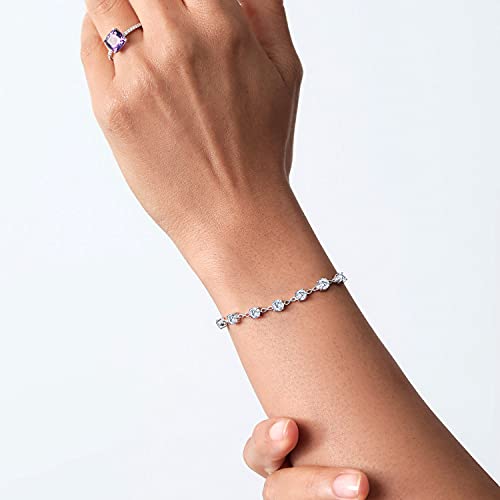 Gem Stone King 2.31 Cttw White Moissanite Infinity Tennis Bracelet For Women In 925 Sterling Silver | Gemstone Birthstone | Round 4.5MM | Fully Adjustable Up to 9 Inch