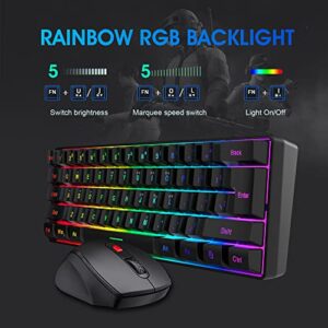 Snpurdiri 60% Wireless Gaming Keyboard and Mouse Combo, Include 2.4G Small Mini 60% Merchanical Feel Keyboard, Ergonomic Design Vertical Feel Wireless Mouse