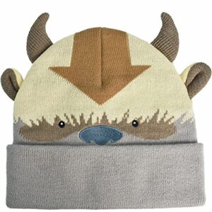 avatar the last airbender appa acrylic knitted winter with cuff beanie hat, multi, one size