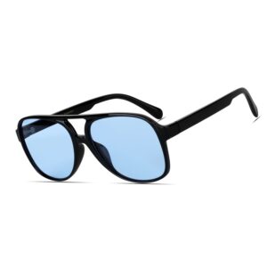 xpectrum big 70s retro clear yellow sunglasses for men women vintage trendy sun glasses (blue/black)