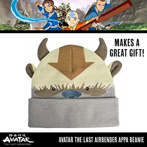 Avatar The Last Airbender Appa Acrylic Knitted Winter with Cuff Beanie Hat, Multi, One Size