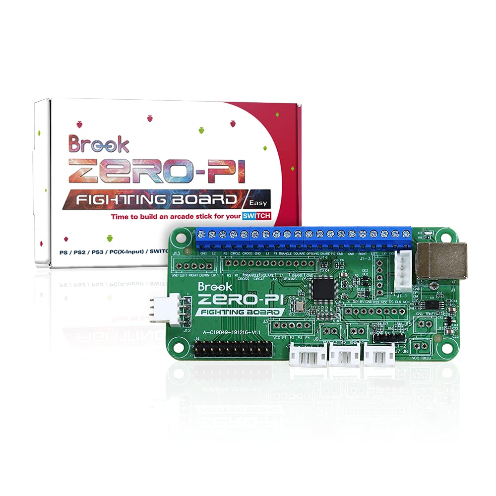 Brook Zero- Pi Fighting Board Easy Version - Compatible with Switch/ PS3/ PS2/ PS/PC(X-Input)/ Retro Gaming Emulator to Arcade Stick Screw Terminal Header Included