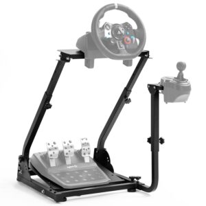 marada racing wheel stand fit for logitech g920 g29 g923 thrustmaster t300,adjustable shifter mount foldable steering wheel stand gaming simulator mount for present, wheel pedal not include