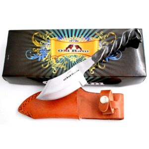 Old Ram Railroad Spike High Carbon Steel Blade Fix Blade Knife with Leather Carrying Case. (5050)