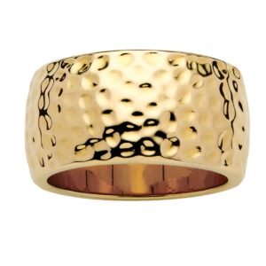 palmbeach yellow gold-plated or silvertone hammered style ring size 9