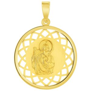 jewelry america 14k yellow gold round open ornate medal of saint jude thaddeus the apostle pendant