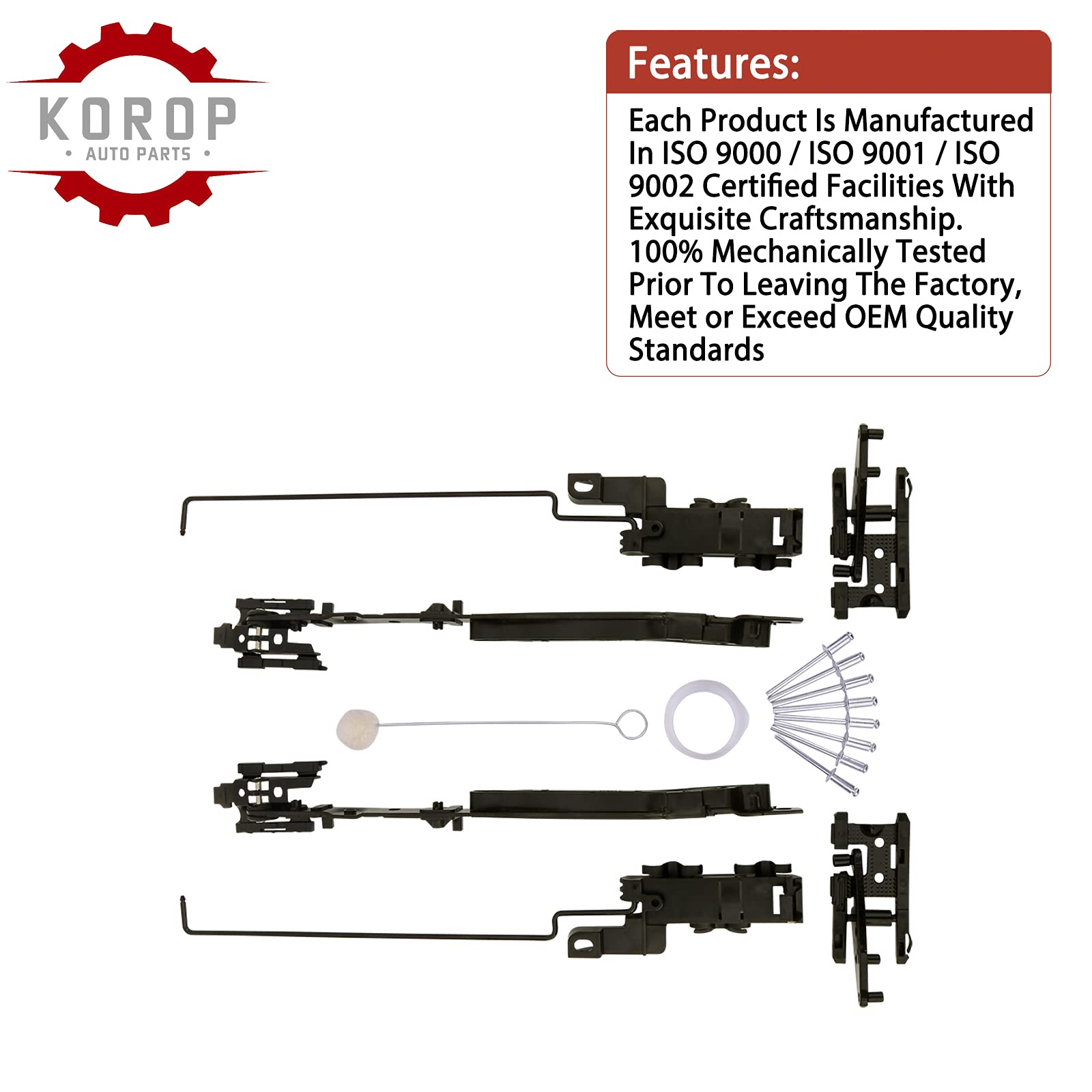 KOROP AUTO PARTS Sunroof Repair Kit Compatible with Ford F150 F250 F350 F450 Expedition Lincoln Navigator Mark LT Replaces # 02ESR1201ABK Sunroof Track Mechanicals Assembly Repair Kit