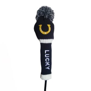 Driver Wood Golf Club Head Covers Knitted Embroidered Horse Shoe Lucky 460cc POM POM Original Golfer Gift Women Men