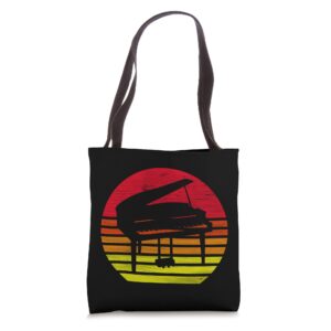 retro piano silhouettte tote bag