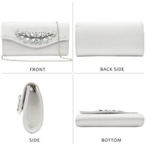 GESU Clutch Purses for Women Rhinestone Evening Bag Wedding Formal Bridal Purse Party Cocktail Handbag.(Ivory)