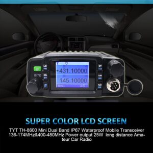 TYT TH-8600 Mini 25 Watt Dual Band Mobile Radio Station IP67 Waterproof Radio VHF UHF Transceiver