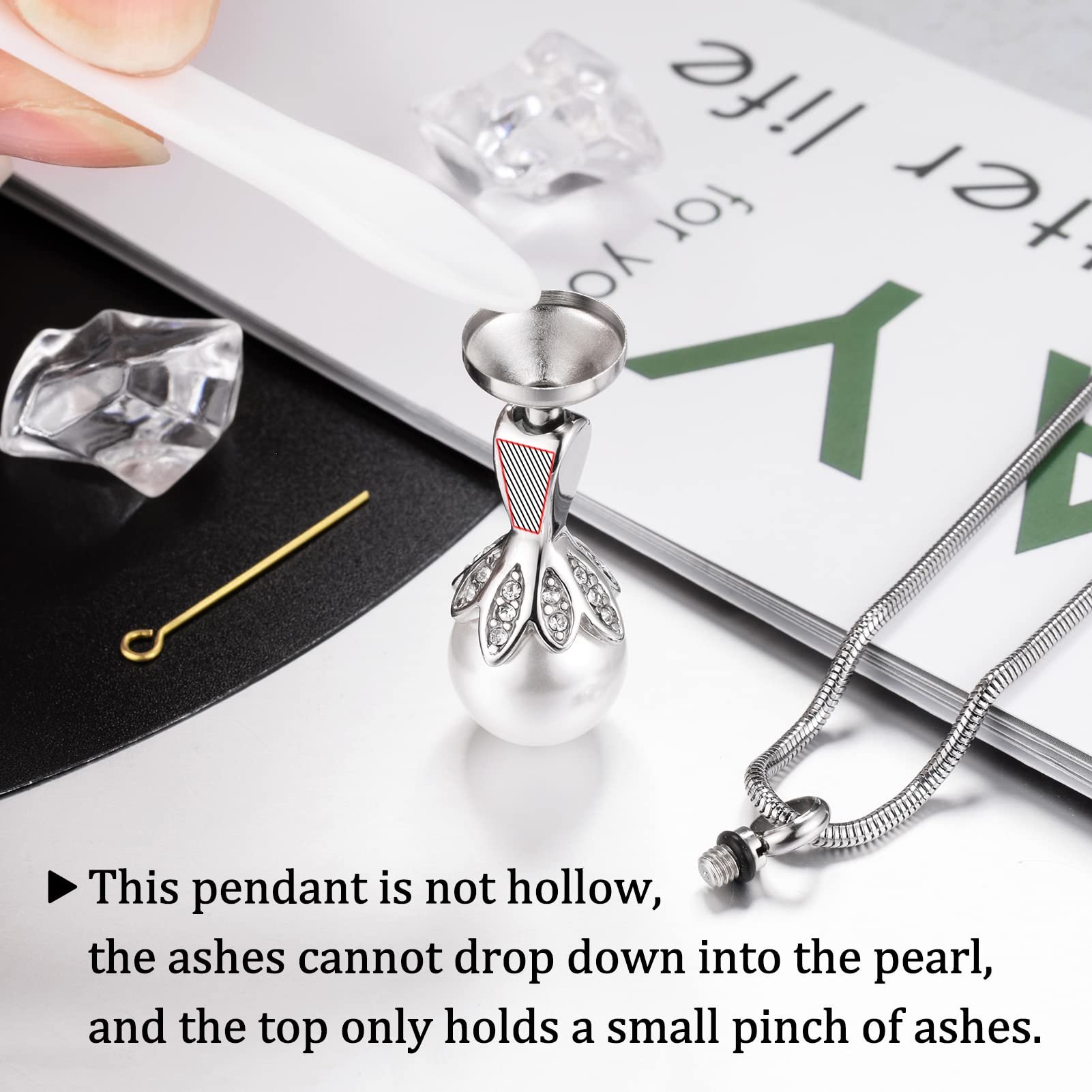 Pearl Urn Necklace for Ashes Memorial Cremation Necklaces Stainless Steel Ashes Necklaces for Men Women