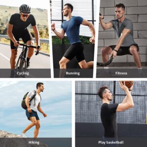 Niksa Men's Compression Shirts 3/5 Pack, Short Sleeve Athletic Compression Tops Cool Dry Workout T Shirt Dark Black