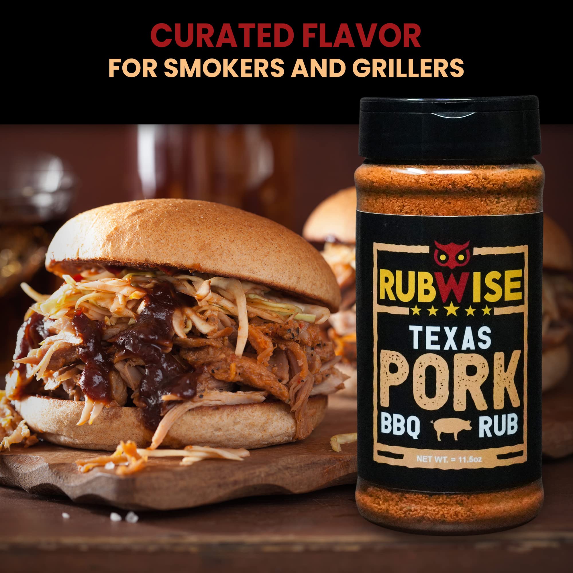 RubWise Texas Style BBQ Pork Rub (1lb) | Meat BBQ Rubs and Spices for Smoking and Grilling | Dry Rubs | Pork Rib Rub Seasoning | Great on Pork Shoulder, Spare Ribs, Tenderloin, Chops, Pork Butt (No MSG)