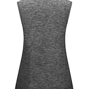 Viracy Tennis Shirts for Women, Women's Zip Up Golf Workout Tank Tops Sleeveless Quick Dry Athletic Polo Shirts Dark Grey X-Large