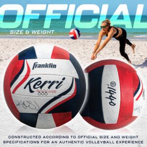 Franklin Sports Kerri Walsh USA Beach Volleyball - Soft Cover Official Size Beach + Outdoor Volleyball - Red, White + Blue Volleyball - Pump + Needle