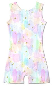 idgreatim kids little girls star printed gymnastics leotards 3d graphic sleevelss tank biketard unitards sparkly scale pattern clothes for ballet dance 4-5 t