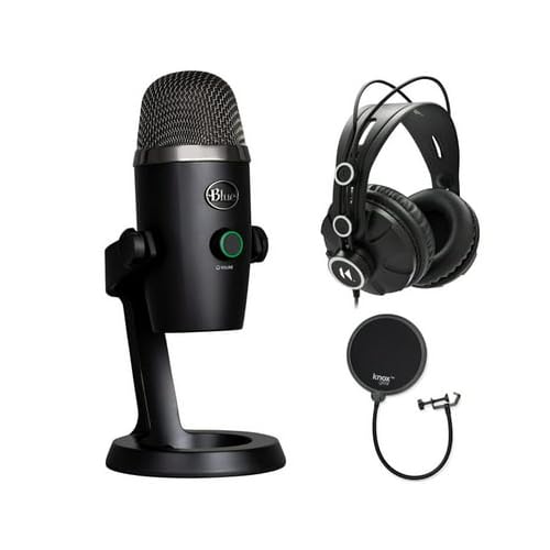 Blue Yeti Nano Premium USB Mic Black with Headphones and Pop Filter Bundle (3 Items) Microphones