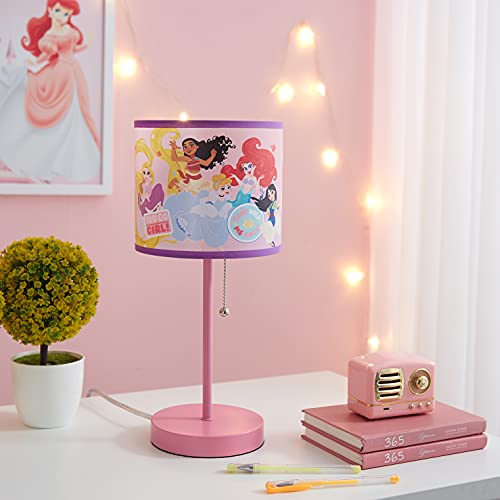 Idea Nuova Disney Princess Stick Table Lamp with Printed Shade, 15.5" H x 7.5" W,metal