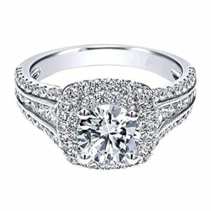 Gixaxak Silver Plated Micro Pave Hand Simulation Diamond Ring Zircon Rings Cubic Zirconia Promise Halo Engagement Wedding Band Ring for Women 8